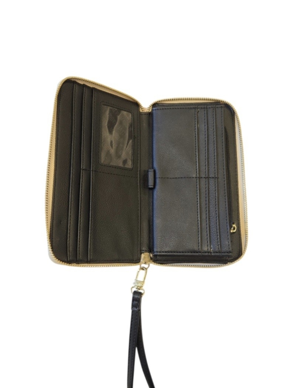 Steve Madden Beige & Black SM Monogram Zip Around Wallet/Wristlet - Picture 9 of 13
